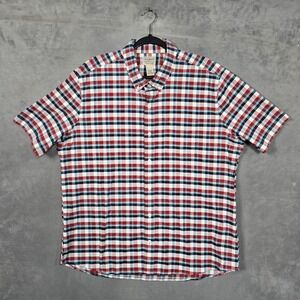LL Bean shirt Men's XL‎ Slightly Fitted Short Sleeve stretch button up Red Blue